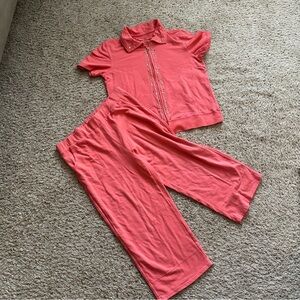Onque Casuals 2-pc Lounge Suit Embellished Cotton Blend Top Size L Pants Sz XL